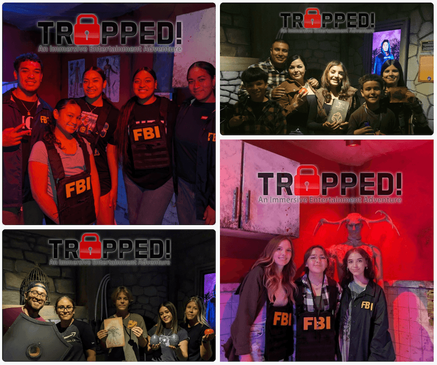 Friends and family celebrating after an escape room game at Trapped!